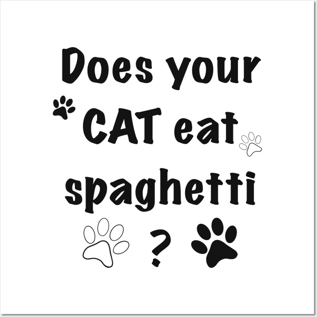 Cat eating spaghetti Wall Art by Xatutik-Art